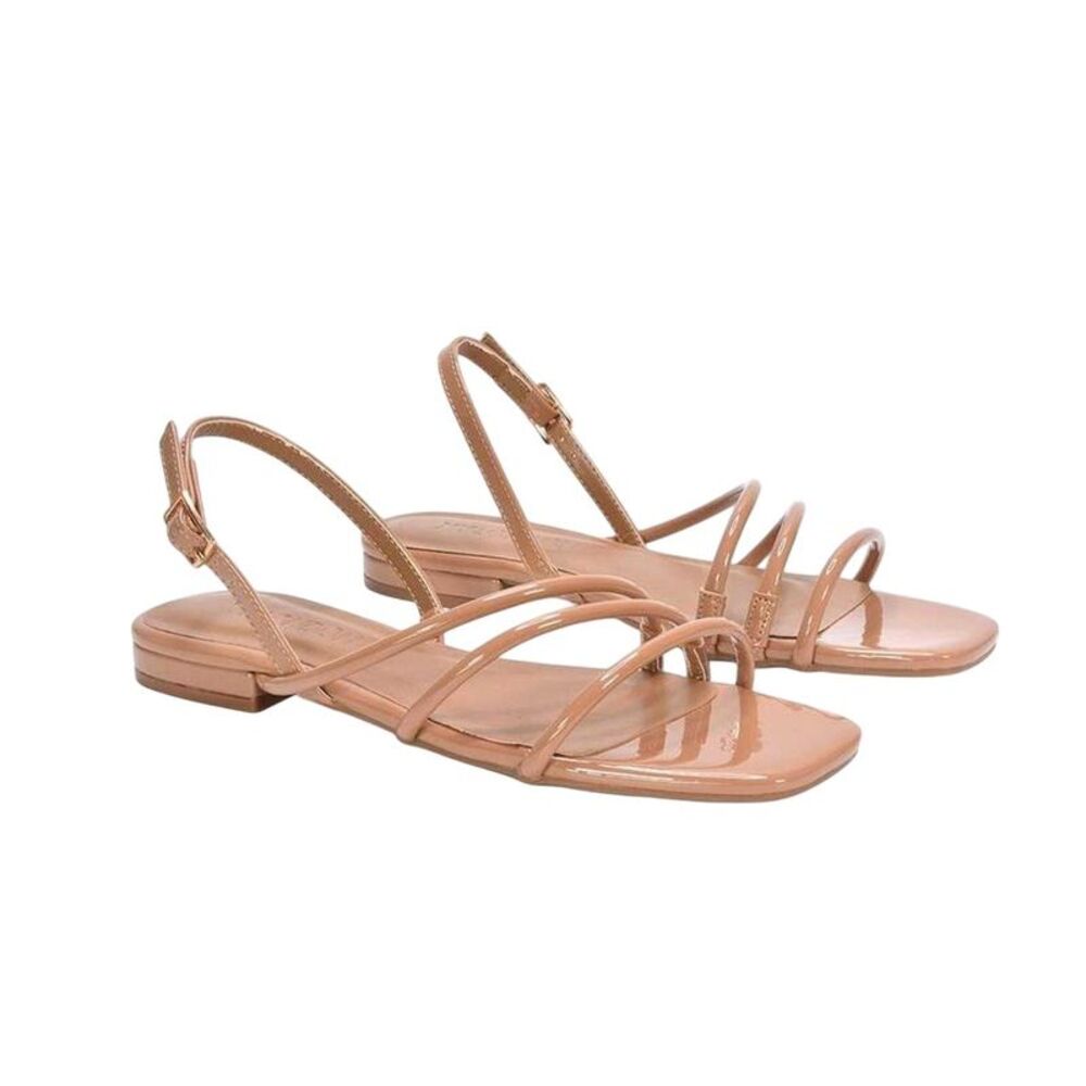 XY London Womens/Ladies Mary Patent Square Toe Sandals / Taupe